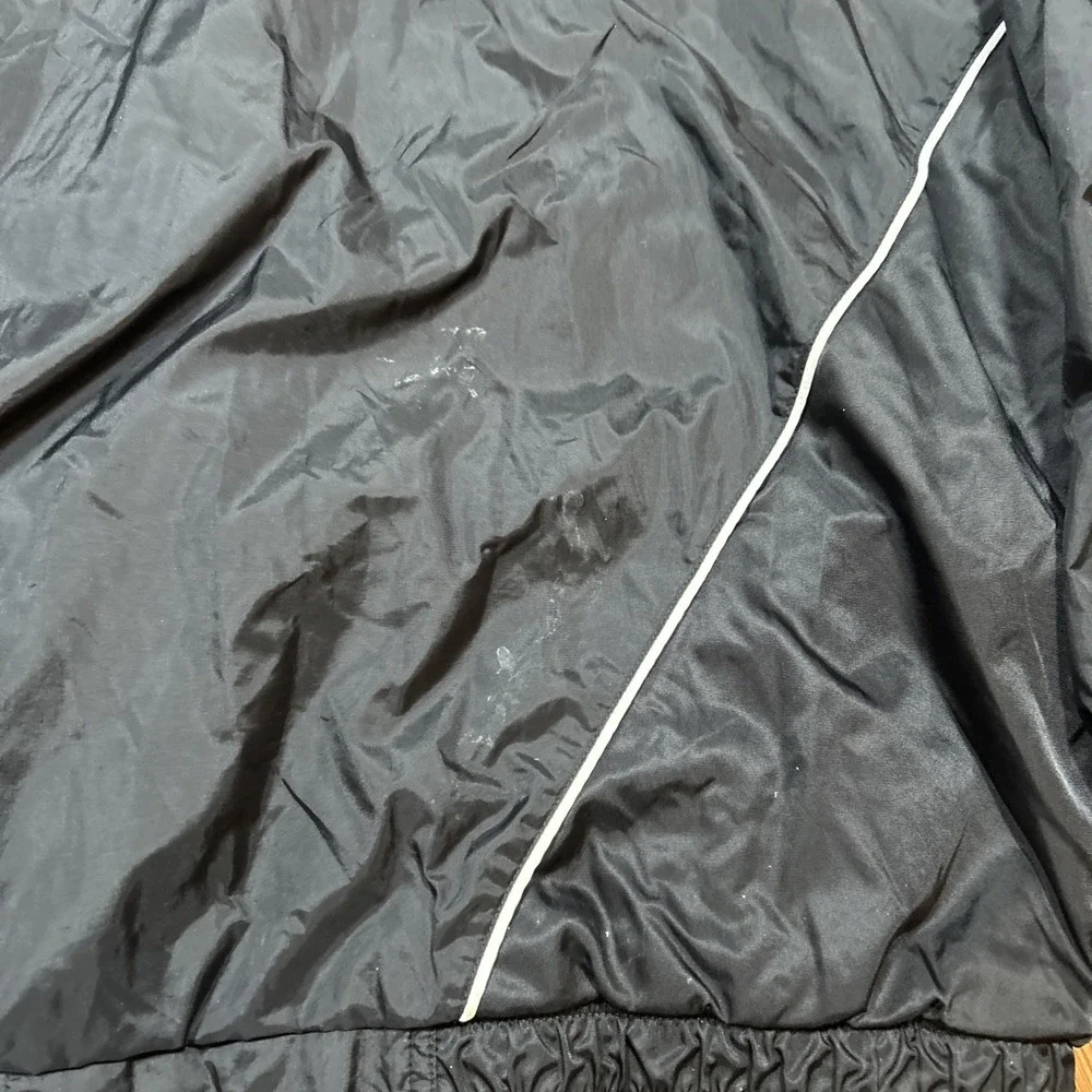 VTG 90s Adidas Windbreaker Jacket Black Full Zip 3 Stripe Chest Piping Size XL